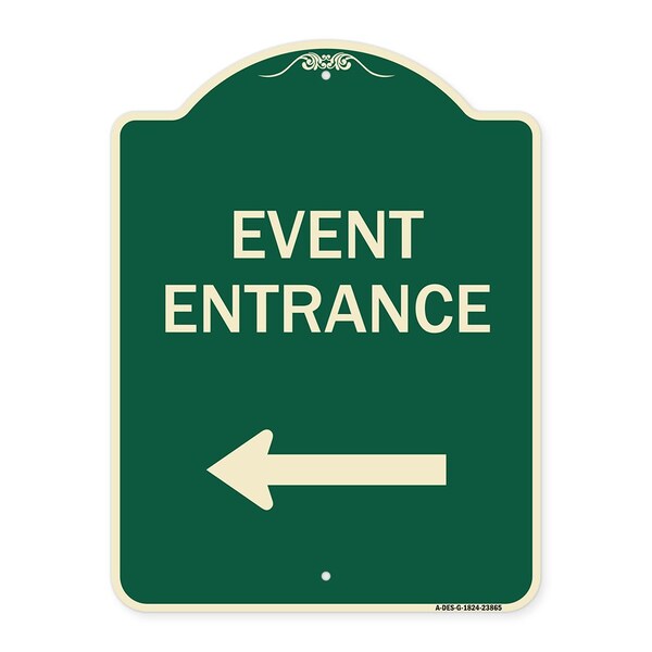 Signmission N Event Entrance With Left Arrow Heavy-Gauge Aluminum Architectural Sign, 24" H, G-1824-23865 A-DES-G-1824-23865 - main